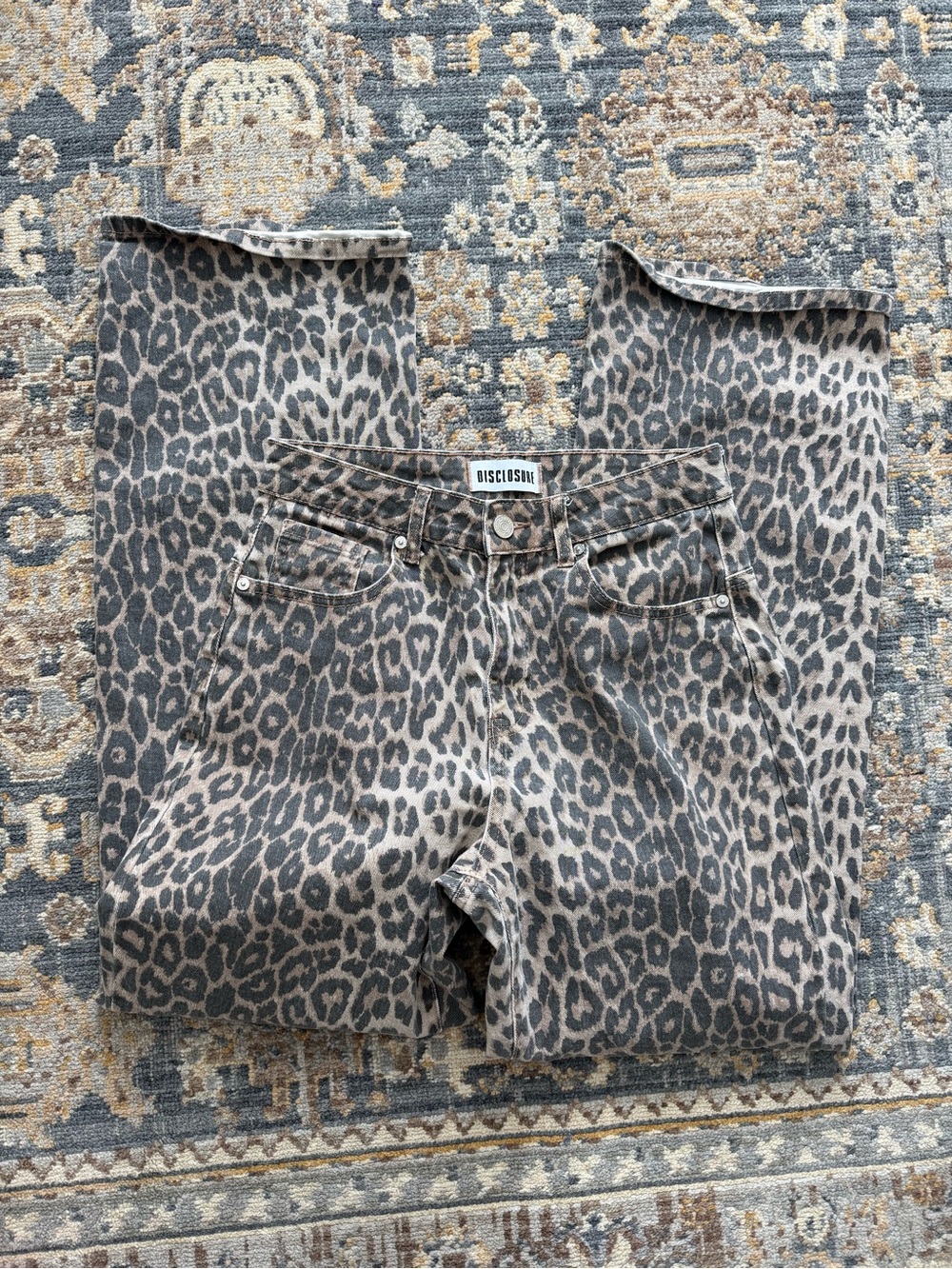Disclosure Women’s Leopard Print Jeans- Neutral Gray/Taupe